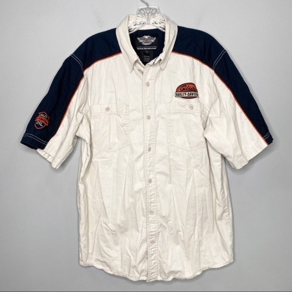 Harley-Davidson Garage Short Sleeve Button Down Shirt Large Tall - Picture 1 of 6